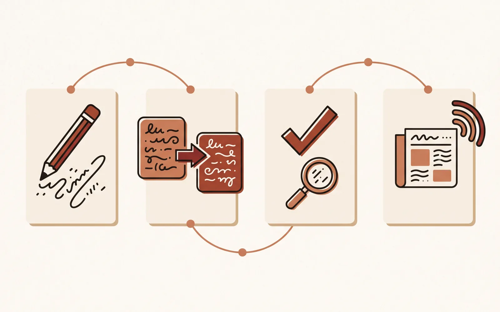 A story published, translated block by block, reviewed, approved and logged