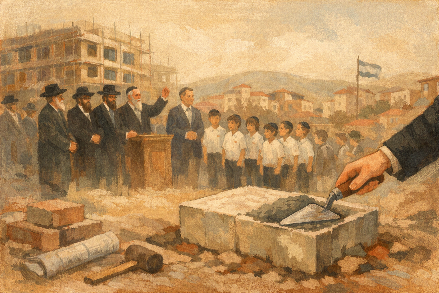 Cornerstone Laid for New 'Vezot LiYehuda' Boys' School Building in Beit Shemesh
